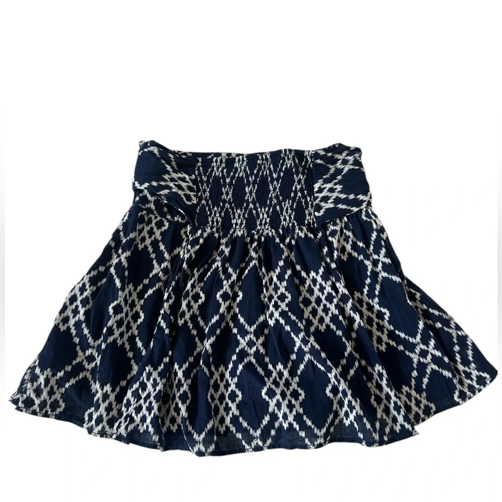 Anthropologie Navy Blue Rimbaud Tie-Waist Cotton Mini Skirt - Picture 8 of 11